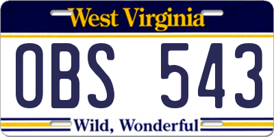 WV license plate OBS543