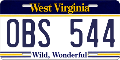 WV license plate OBS544