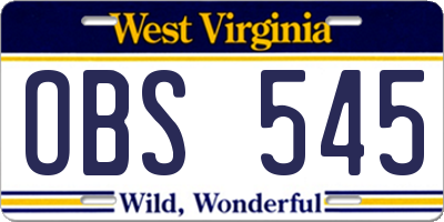 WV license plate OBS545