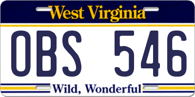 WV license plate OBS546
