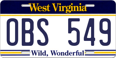 WV license plate OBS549