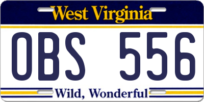 WV license plate OBS556