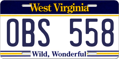WV license plate OBS558