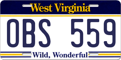 WV license plate OBS559