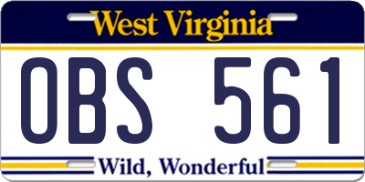 WV license plate OBS561