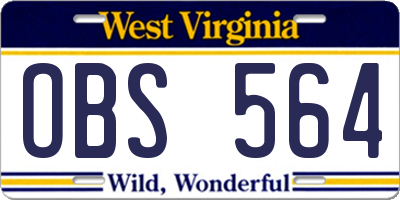 WV license plate OBS564