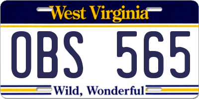 WV license plate OBS565
