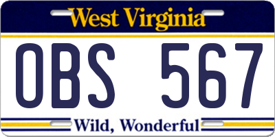 WV license plate OBS567