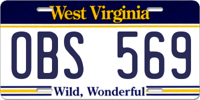 WV license plate OBS569