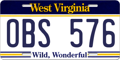 WV license plate OBS576
