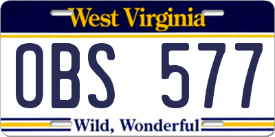 WV license plate OBS577