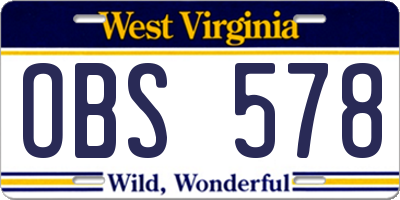 WV license plate OBS578