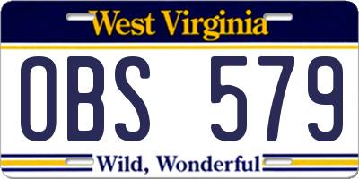 WV license plate OBS579
