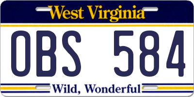WV license plate OBS584
