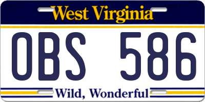 WV license plate OBS586