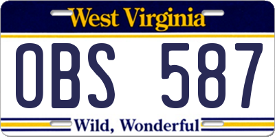 WV license plate OBS587