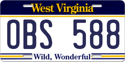WV license plate OBS588
