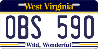 WV license plate OBS590