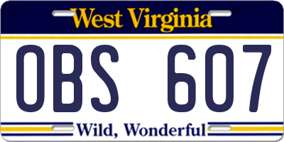 WV license plate OBS607