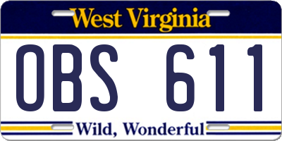 WV license plate OBS611