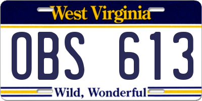 WV license plate OBS613