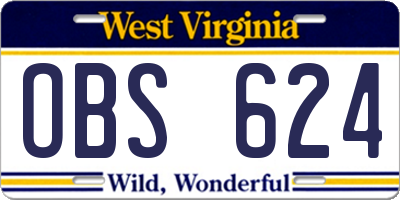 WV license plate OBS624