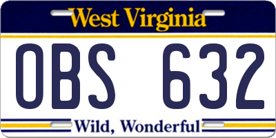 WV license plate OBS632