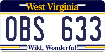 WV license plate OBS633