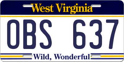 WV license plate OBS637