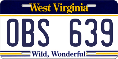 WV license plate OBS639
