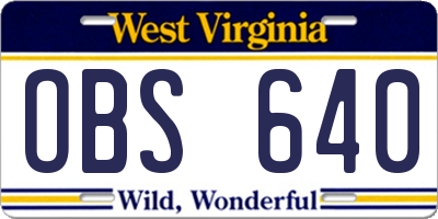 WV license plate OBS640