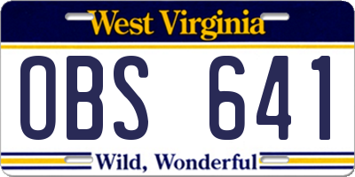 WV license plate OBS641