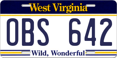 WV license plate OBS642
