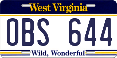 WV license plate OBS644