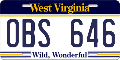 WV license plate OBS646