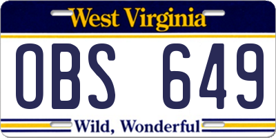 WV license plate OBS649