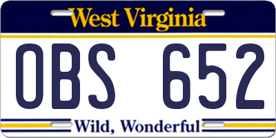 WV license plate OBS652