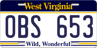WV license plate OBS653