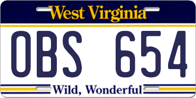 WV license plate OBS654