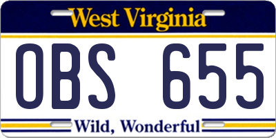WV license plate OBS655