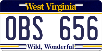 WV license plate OBS656