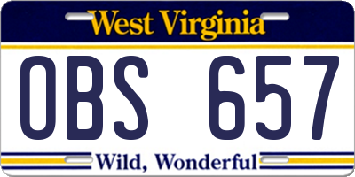 WV license plate OBS657