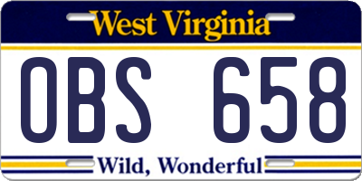 WV license plate OBS658