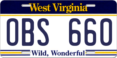 WV license plate OBS660