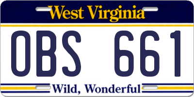 WV license plate OBS661