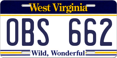 WV license plate OBS662