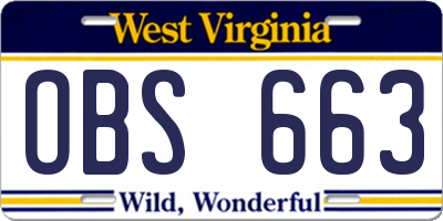 WV license plate OBS663