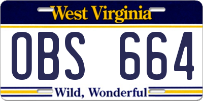 WV license plate OBS664