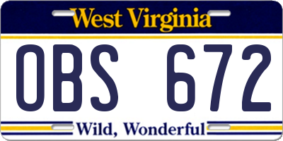 WV license plate OBS672