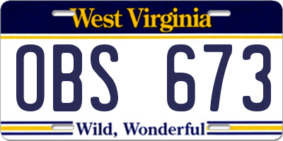 WV license plate OBS673